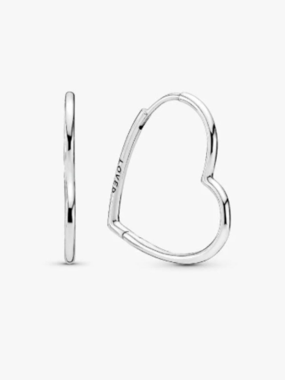 Pandora 925 silver asymmetrical Heart Hoop Earrings
